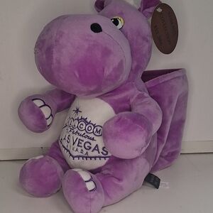 Purple Plush Hippo Backpack - Las Vegas Souvenir